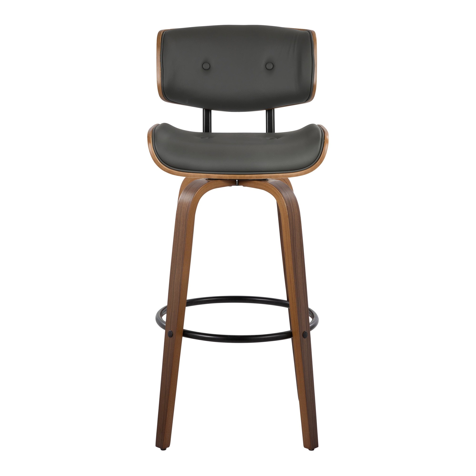 Lombardi 30 Mid-Century Modern Walnut and Grey Barstools (Set of 2) 10 Lombardi 30 Mid-Century Modern Walnut and Grey Barstools (Set of 2) - Image 10