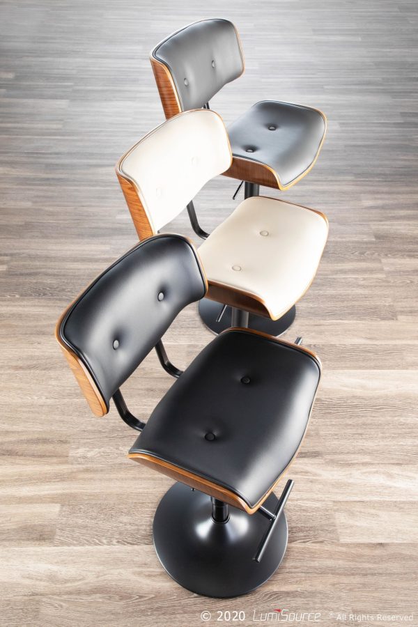 Lombardi Black Mid Century Modern Swivel Bar Stools Set of 2 1