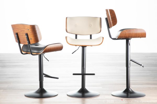 Lombardi Black Mid Century Modern Swivel Bar Stools Set of 2 2