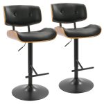 Lombardi Black Mid-Century Modern Swivel Bar Stools (Set of 2) 24 Lombardi Black Mid-Century Modern Swivel Bar Stools (Set of 2)