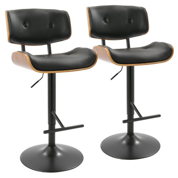Lombardi Black Mid Century Modern Swivel Bar Stools Set of 2 7