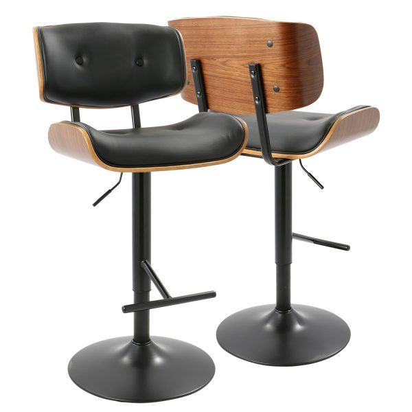 Lombardi Black Mid Century Modern Swivel Bar Stools Set of 2 8