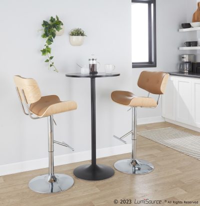 Lombardi Camel Faux Leather Mid-Century Modern Swivel Barstools (Set of 2)