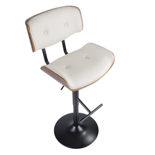 Lombardi Cream Faux Leather Mid Century Barstool Set Set of 3 9