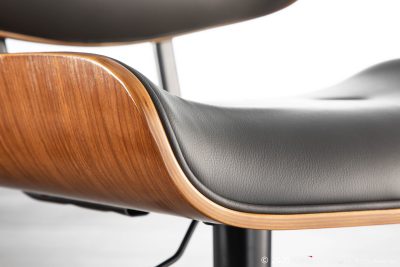 Lombardi Grey Faux Leather Walnut Mid-Century Modern Swivel Barstool (Set of 2)