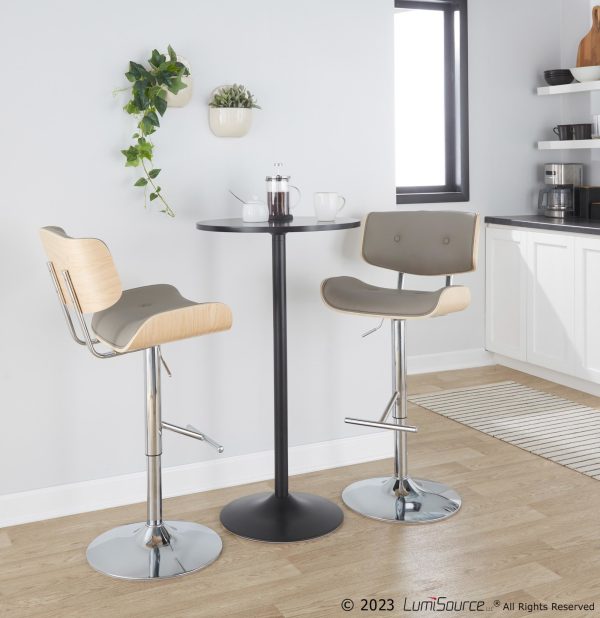 Lombardi Light Grey Mid Century Modern Swivel Barstools Set of 2 1