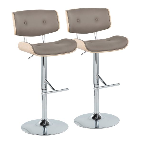 Lombardi Light Grey Mid Century Modern Swivel Barstools Set of 2 2