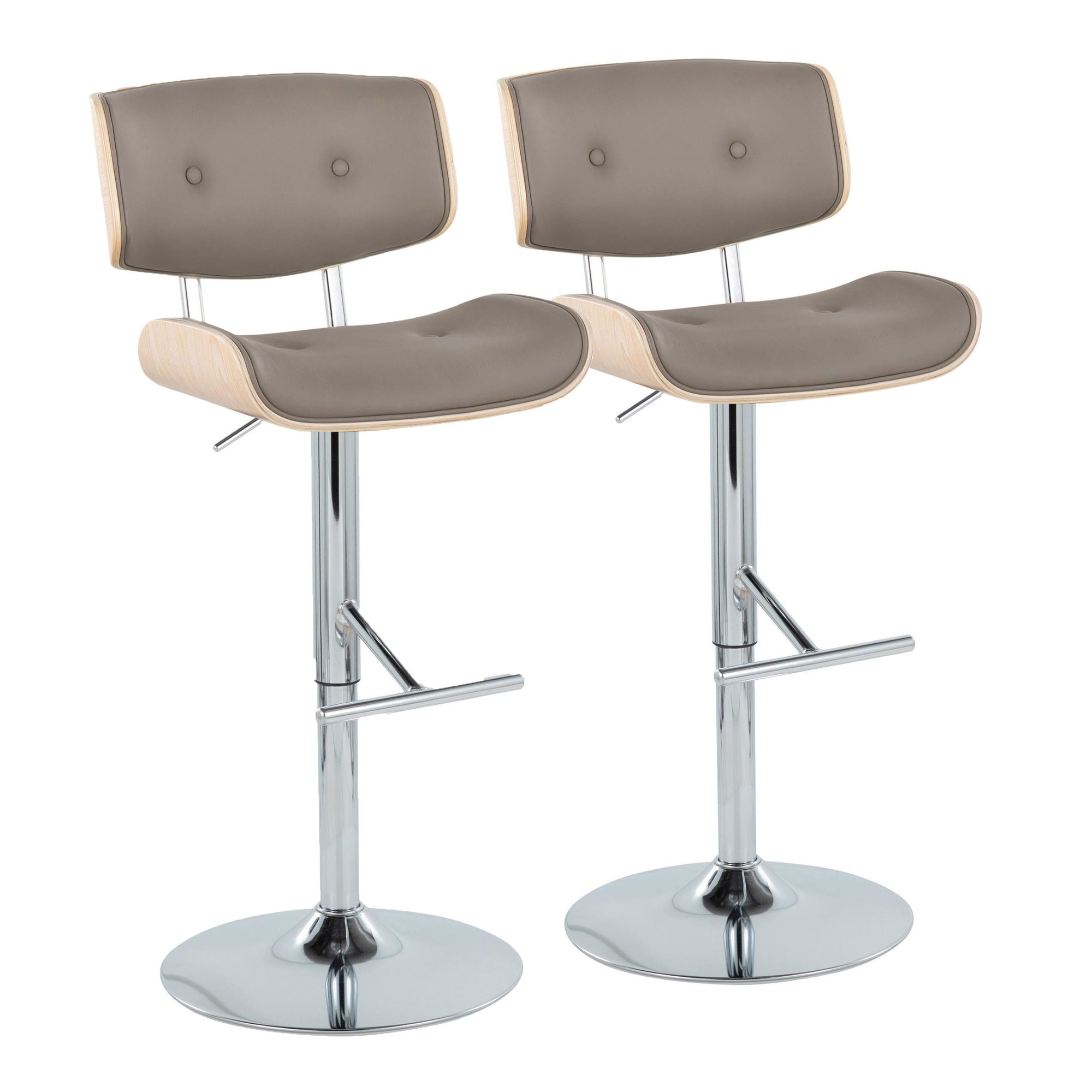 Lombardi Light Grey Mid-Century Modern Swivel Barstools (Set of 2) 3 Lombardi Light Grey Mid-Century Modern Swivel Barstools (Set of 2) - Image 3