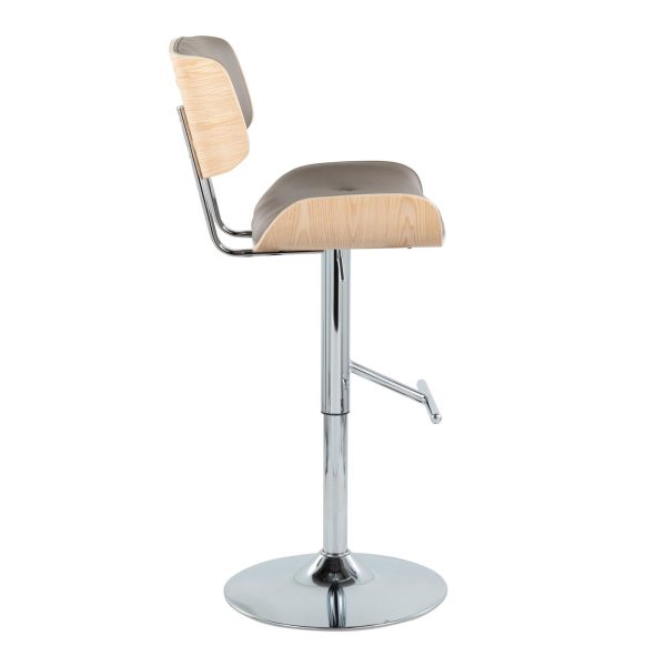 Lombardi Light Grey Mid Century Modern Swivel Barstools Set of 2 4