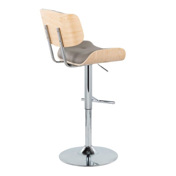 Lombardi Light Grey Mid Century Modern Swivel Barstools Set of 2 5