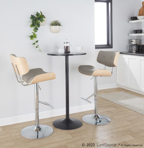 Lombardi Light Grey Mid Century Modern Swivel Barstools Set of 2