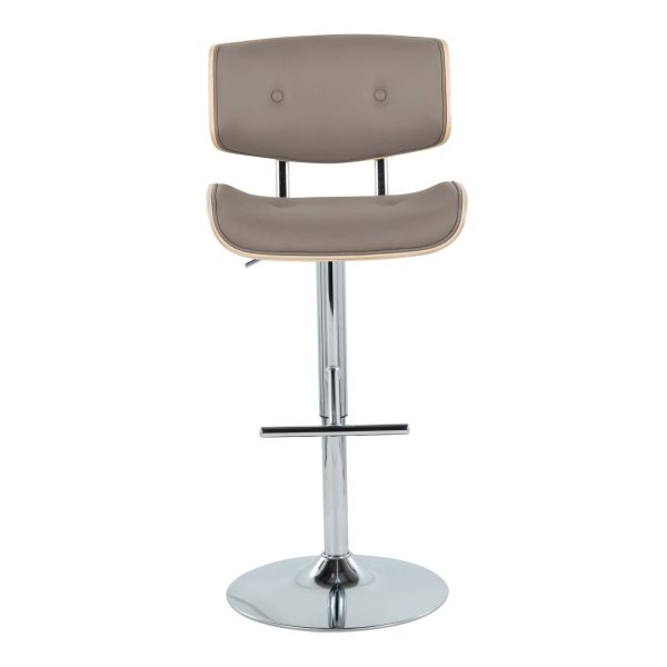 Lombardi Light Grey Mid Century Modern Swivel Barstools Set of 2 7