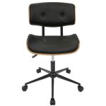 Lombardi Mid-Century Modern Walnut and Black Swivel Office Chair 24 Lombardi Mid-Century Modern Walnut and Black Swivel Office Chair
