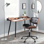 Lombardi Mid-Century Modern Walnut and Black Swivel Office Chair 14 Lombardi Mid-Century Modern Walnut and Black Swivel Office Chair