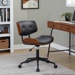 Lombardi Mid-Century Modern Walnut and Black Swivel Office Chair 16 Lombardi Mid-Century Modern Walnut and Black Swivel Office Chair