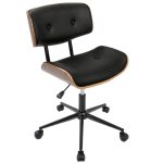 Lombardi Mid-Century Modern Walnut and Black Swivel Office Chair 19 Lombardi Mid-Century Modern Walnut and Black Swivel Office Chair