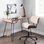 Lombardi Mid-Century Modern Walnut and Cream Swivel Office Chair 13 Lombardi Mid-Century Modern Walnut and Cream Swivel Office Chair