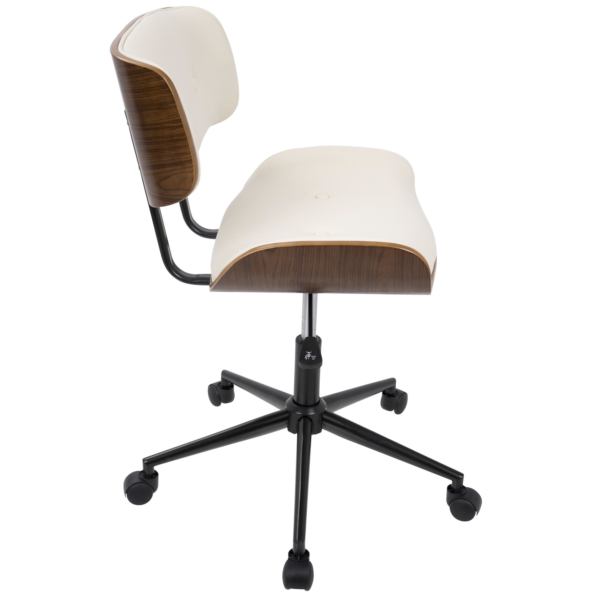 Lombardi Mid-Century Modern Walnut and Cream Swivel Office Chair 7 Lombardi Mid-Century Modern Walnut and Cream Swivel Office Chair - Image 7