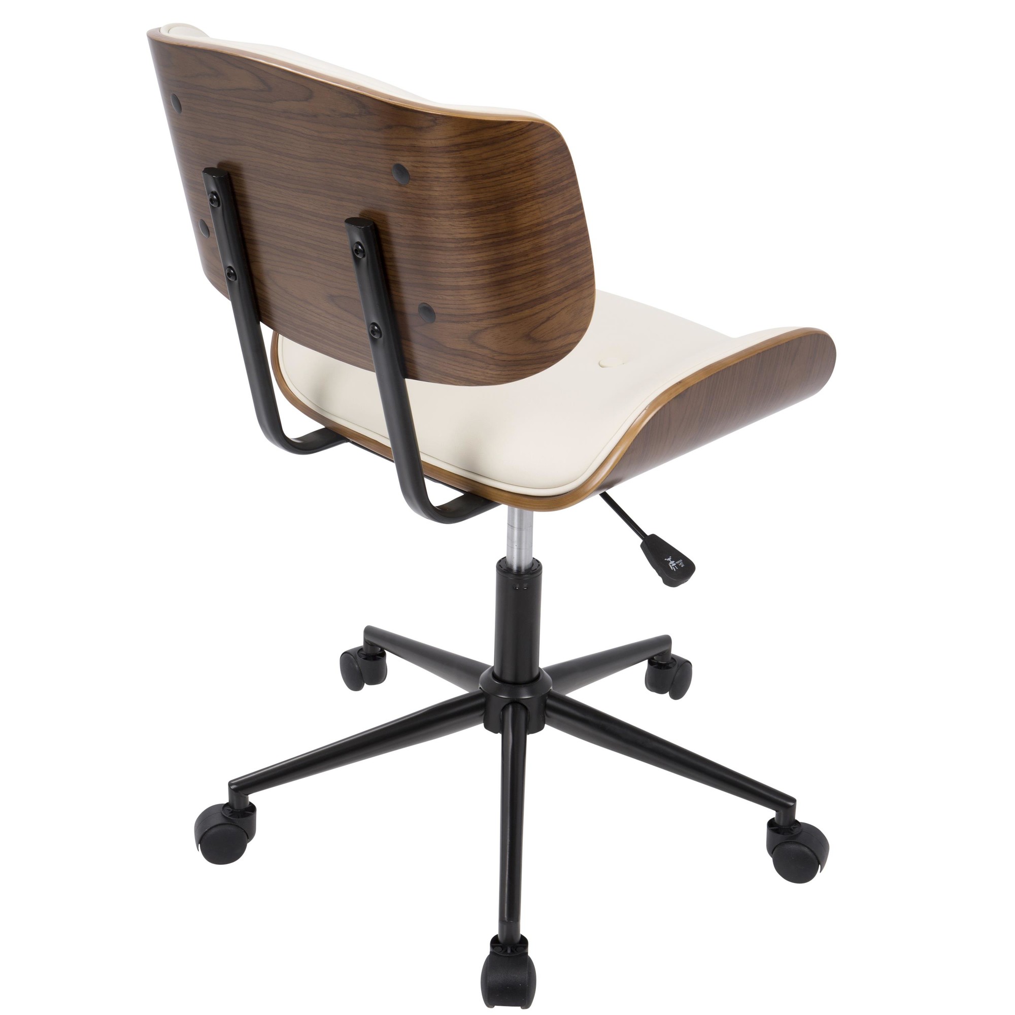 Lombardi Mid-Century Modern Walnut and Cream Swivel Office Chair 8 Lombardi Mid-Century Modern Walnut and Cream Swivel Office Chair - Image 8