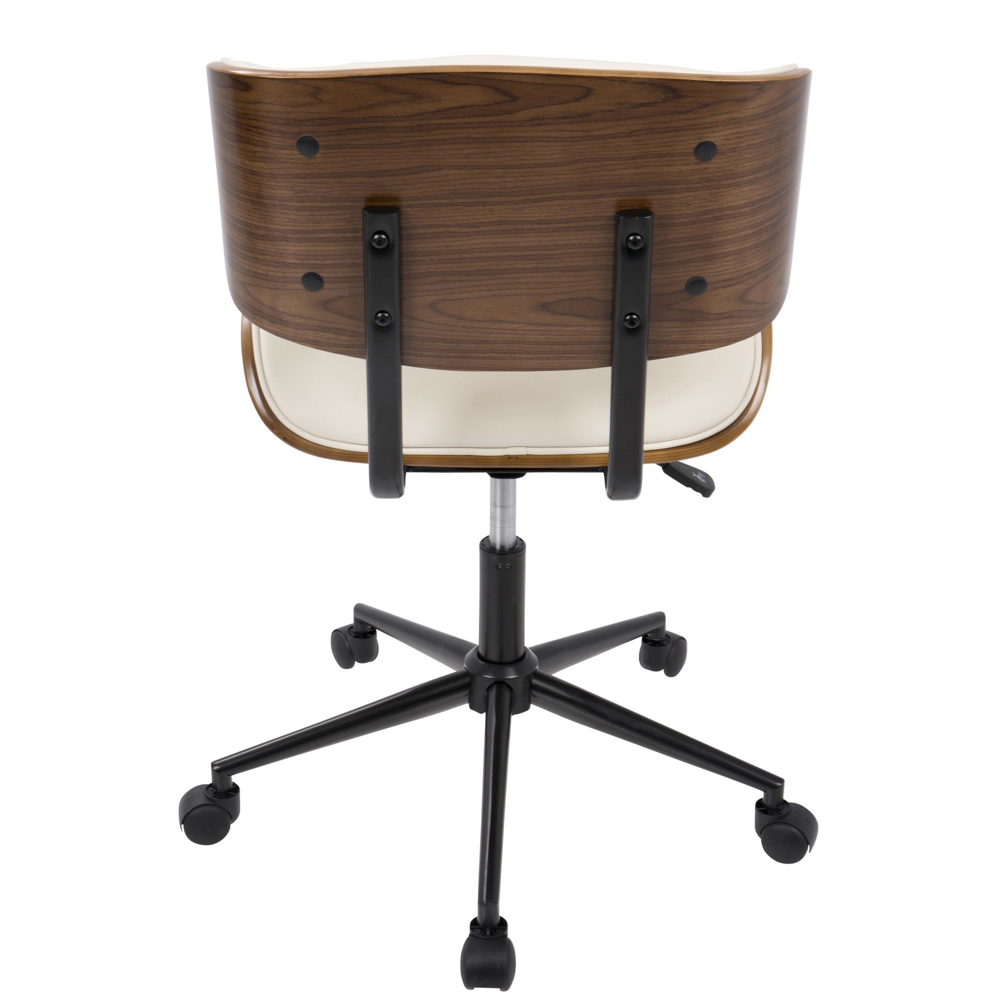 Lombardi Mid-Century Modern Walnut and Cream Swivel Office Chair 9 Lombardi Mid-Century Modern Walnut and Cream Swivel Office Chair - Image 9