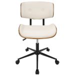 Lombardi Mid-Century Modern Walnut and Cream Swivel Office Chair 22 Lombardi Mid-Century Modern Walnut and Cream Swivel Office Chair
