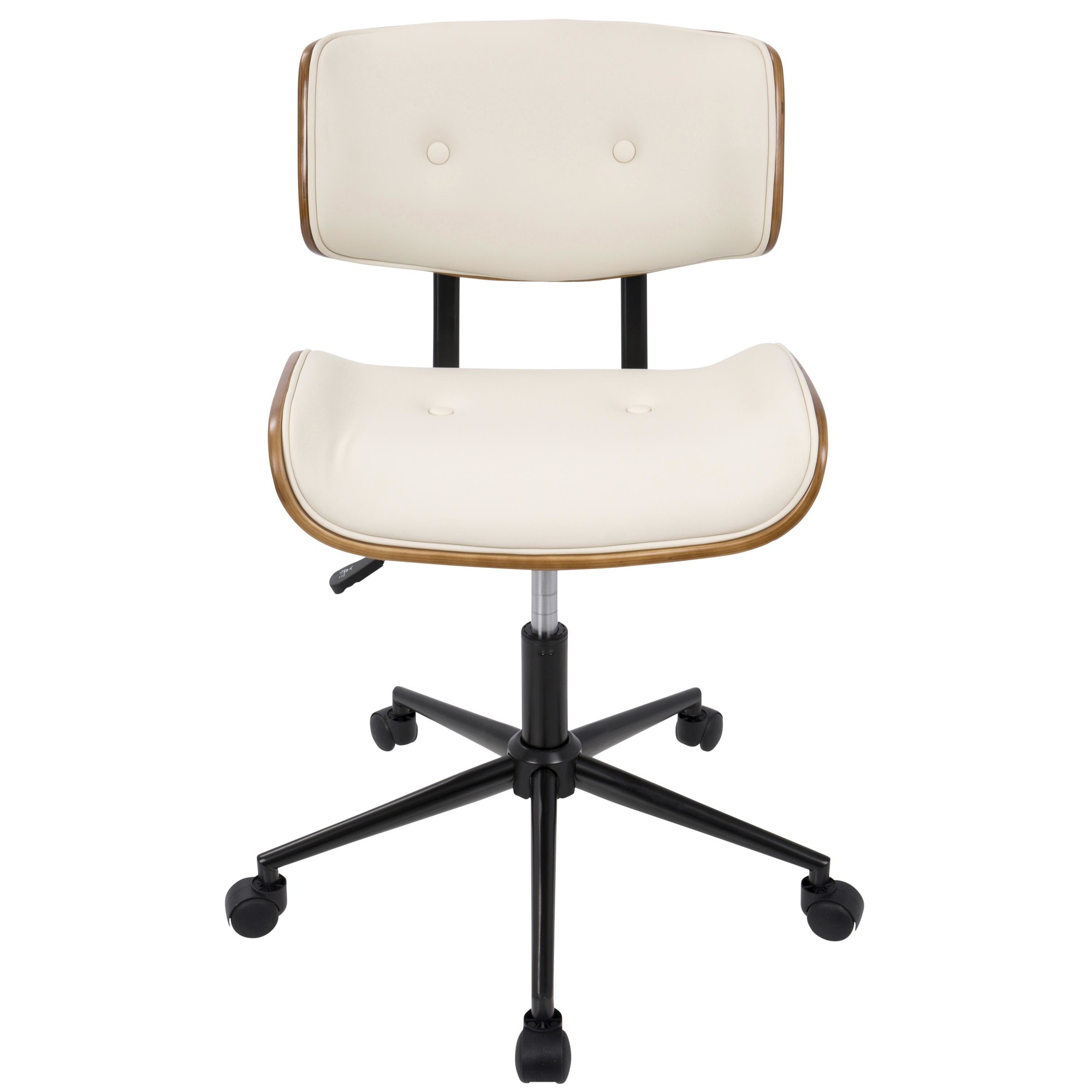 Lombardi Mid-Century Modern Walnut and Cream Swivel Office Chair 10 Lombardi Mid-Century Modern Walnut and Cream Swivel Office Chair - Image 10