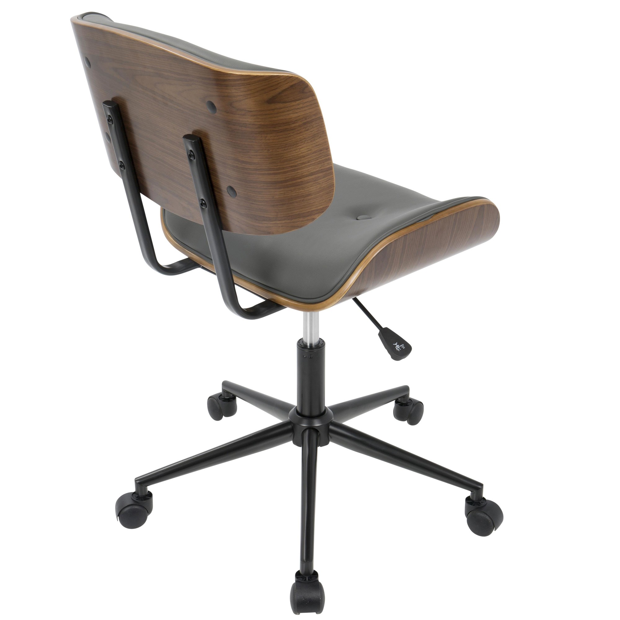 Lombardi Mid-Century Modern Walnut and Grey Swivel Office Chair 10 Lombardi Mid-Century Modern Walnut and Grey Swivel Office Chair - Image 10