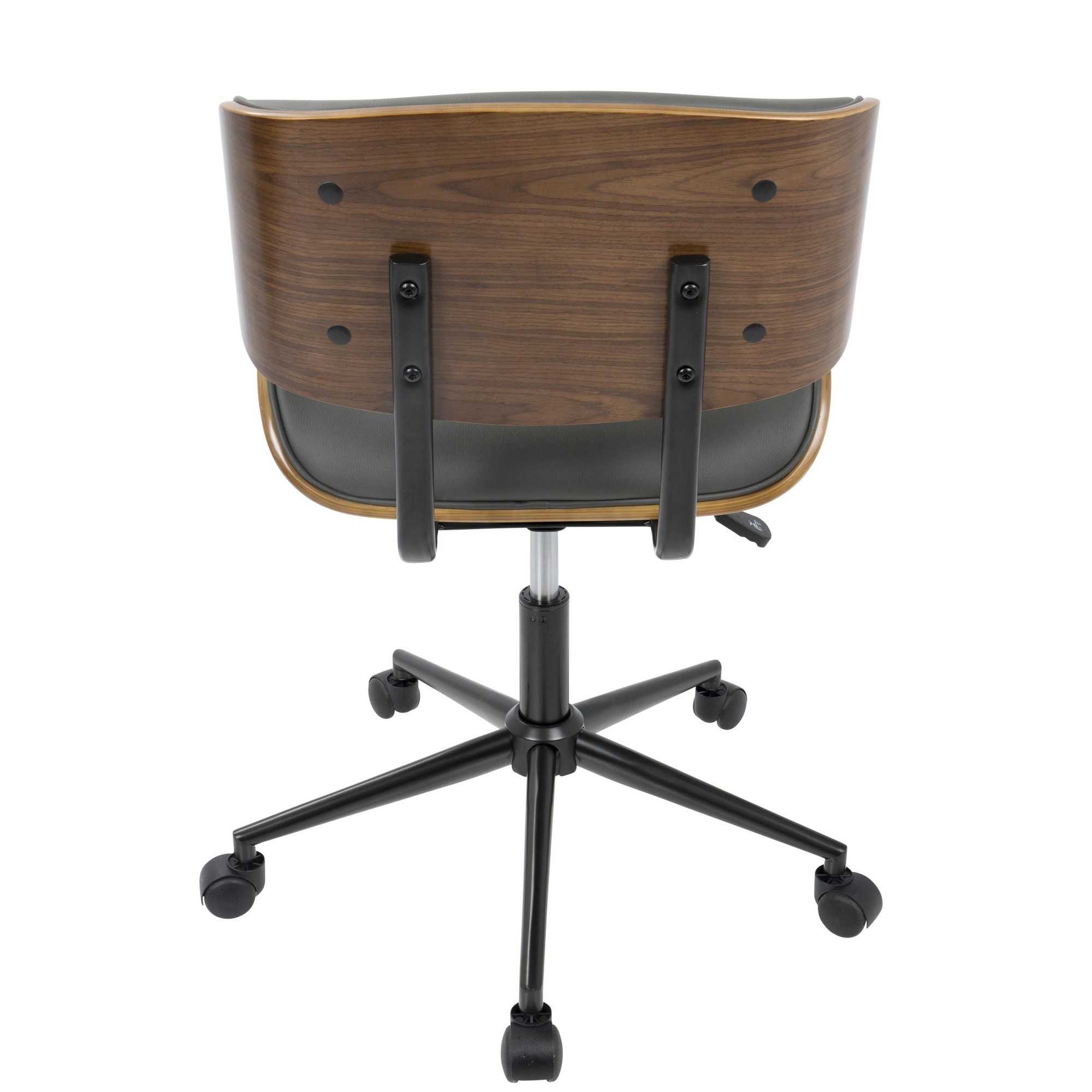 Lombardi Mid-Century Modern Walnut and Grey Swivel Office Chair 11 Lombardi Mid-Century Modern Walnut and Grey Swivel Office Chair - Image 11