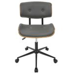 Lombardi Mid-Century Modern Walnut and Grey Swivel Office Chair 26 Lombardi Mid-Century Modern Walnut and Grey Swivel Office Chair
