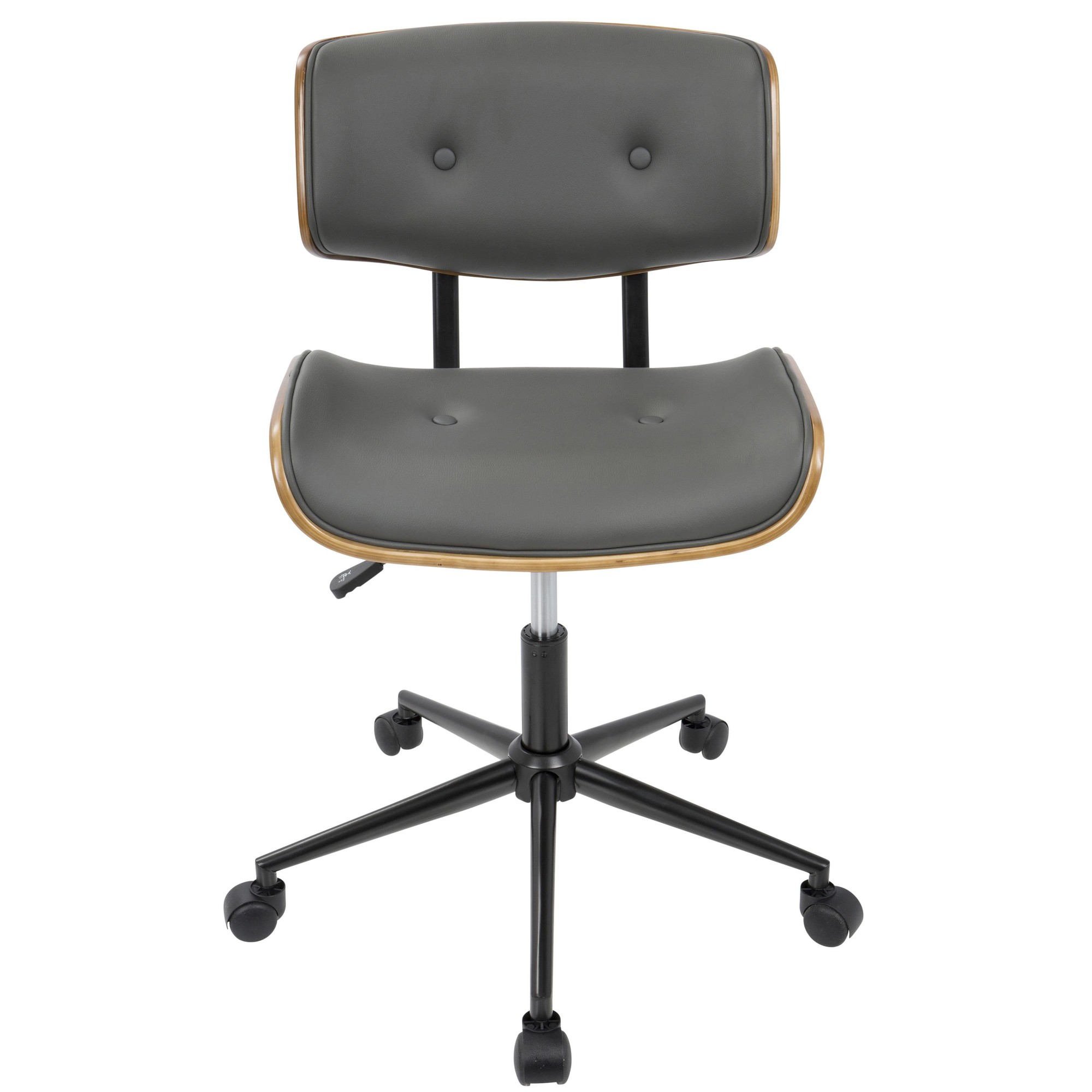 Lombardi Mid-Century Modern Walnut and Grey Swivel Office Chair 12 Lombardi Mid-Century Modern Walnut and Grey Swivel Office Chair - Image 12
