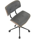 Lombardi Mid-Century Modern Walnut and Grey Swivel Office Chair 27 Lombardi Mid-Century Modern Walnut and Grey Swivel Office Chair