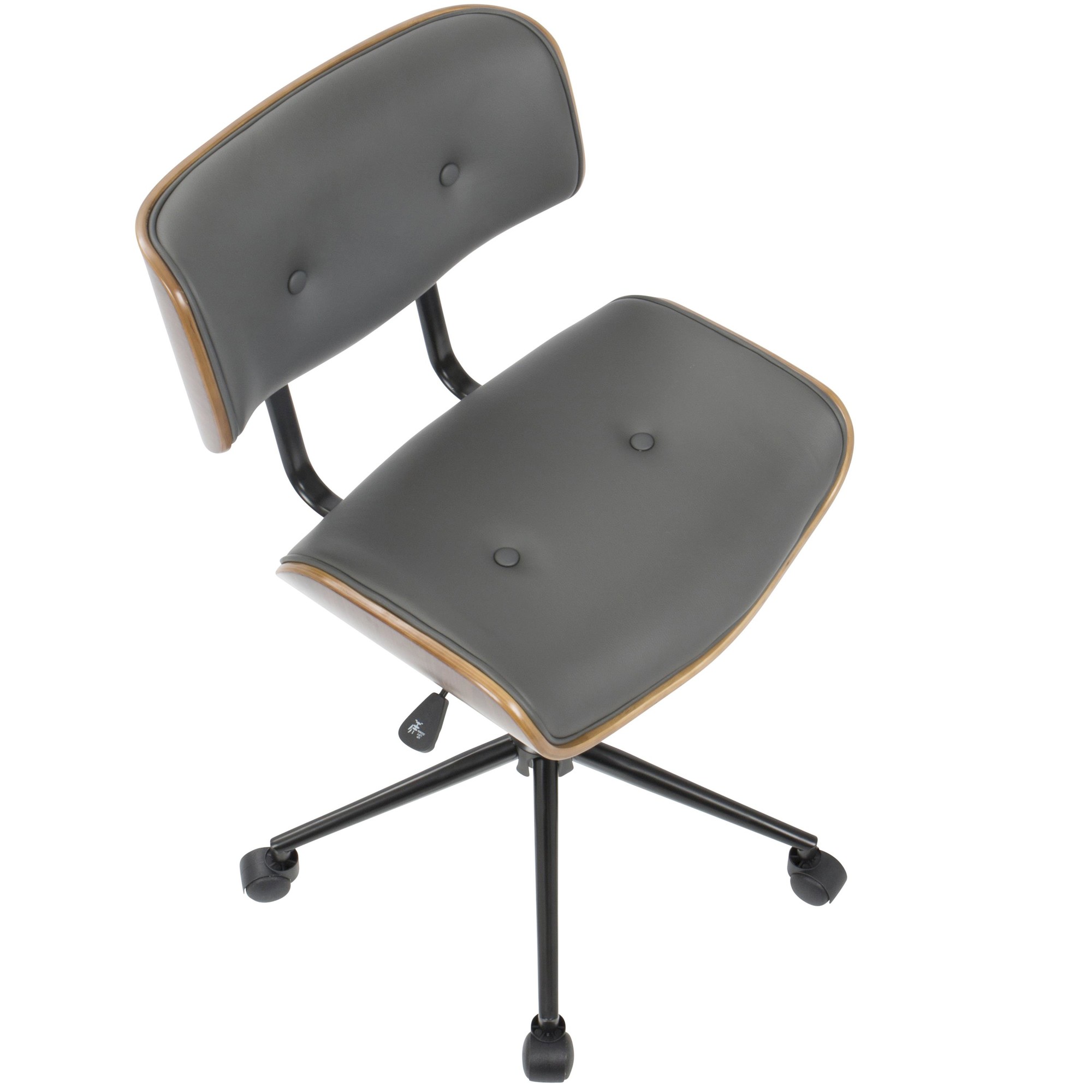 Lombardi Mid-Century Modern Walnut and Grey Swivel Office Chair 13 Lombardi Mid-Century Modern Walnut and Grey Swivel Office Chair - Image 13