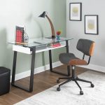 Lombardi Mid-Century Modern Walnut and Grey Swivel Office Chair 15 Lombardi Mid-Century Modern Walnut and Grey Swivel Office Chair