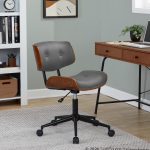 Lombardi Mid-Century Modern Walnut and Grey Swivel Office Chair 17 Lombardi Mid-Century Modern Walnut and Grey Swivel Office Chair
