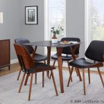 Lombardi Mid-Century Walnut Black Faux Leather Accent Chairs (Set of 2)