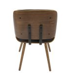 Lombardi Mid-Century Walnut Black Faux Leather Accent Chairs (Set of 2)