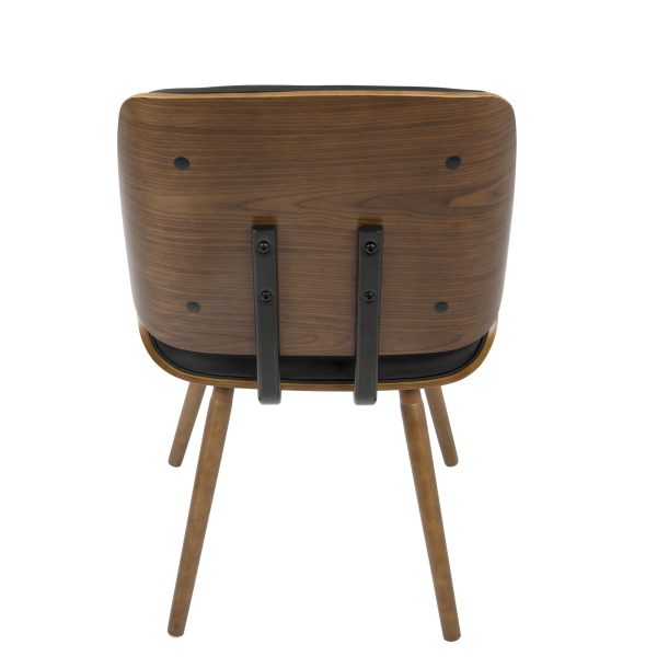 Lombardi Mid Century Walnut Black Faux Leather Accent Chairs Set of 2 10
