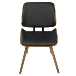 Lombardi Mid-Century Walnut Black Faux Leather Accent Chairs (Set of 2)