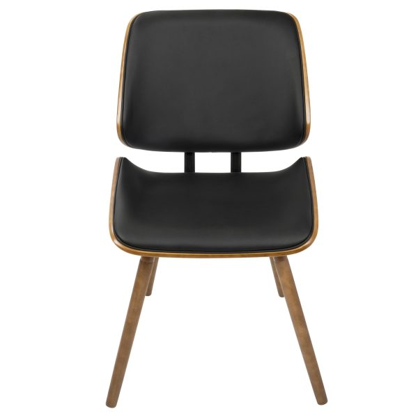 Lombardi Mid Century Walnut Black Faux Leather Accent Chairs Set of 2 11