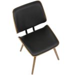 Lombardi Mid-Century Walnut Black Faux Leather Accent Chairs (Set of 2)