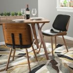 Lombardi Mid-Century Walnut Black Faux Leather Accent Chairs (Set of 2)