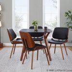 Lombardi Mid-Century Walnut Black Faux Leather Accent Chairs (Set of 2)