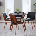 Lombardi Mid-Century Walnut Black Faux Leather Accent Chairs (Set of 2)