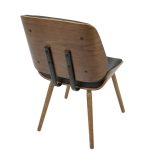 Lombardi Mid-Century Walnut Black Faux Leather Accent Chairs (Set of 2)