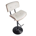 Lombardi Walnut Cream Faux Leather Mid-Century Modern Adjustable Barstool 25 Lombardi Walnut Cream Faux Leather Mid-Century Modern Adjustable Barstool