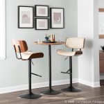 Lombardi Walnut Cream Faux Leather Mid-Century Modern Adjustable Barstool 15 Lombardi Walnut Cream Faux Leather Mid-Century Modern Adjustable Barstool