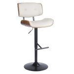 Lombardi Walnut Cream Faux Leather Mid-Century Modern Adjustable Barstool 19 Lombardi Walnut Cream Faux Leather Mid-Century Modern Adjustable Barstool