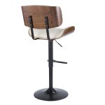 Lombardi Walnut Cream Faux Leather Mid-Century Modern Adjustable Barstool 21 Lombardi Walnut Cream Faux Leather Mid-Century Modern Adjustable Barstool