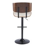 Lombardi Walnut Cream Faux Leather Mid-Century Modern Adjustable Barstool 23 Lombardi Walnut Cream Faux Leather Mid-Century Modern Adjustable Barstool