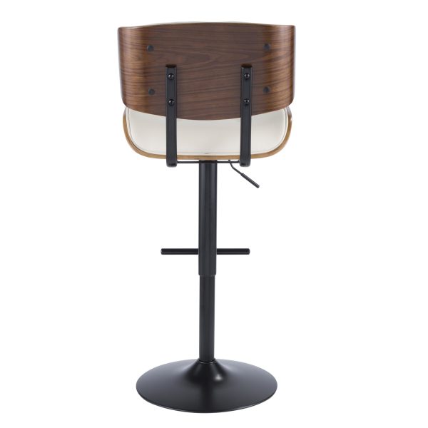 Lombardi Walnut Cream Faux Leather Mid Century Modern Adjustable Barstool 8
